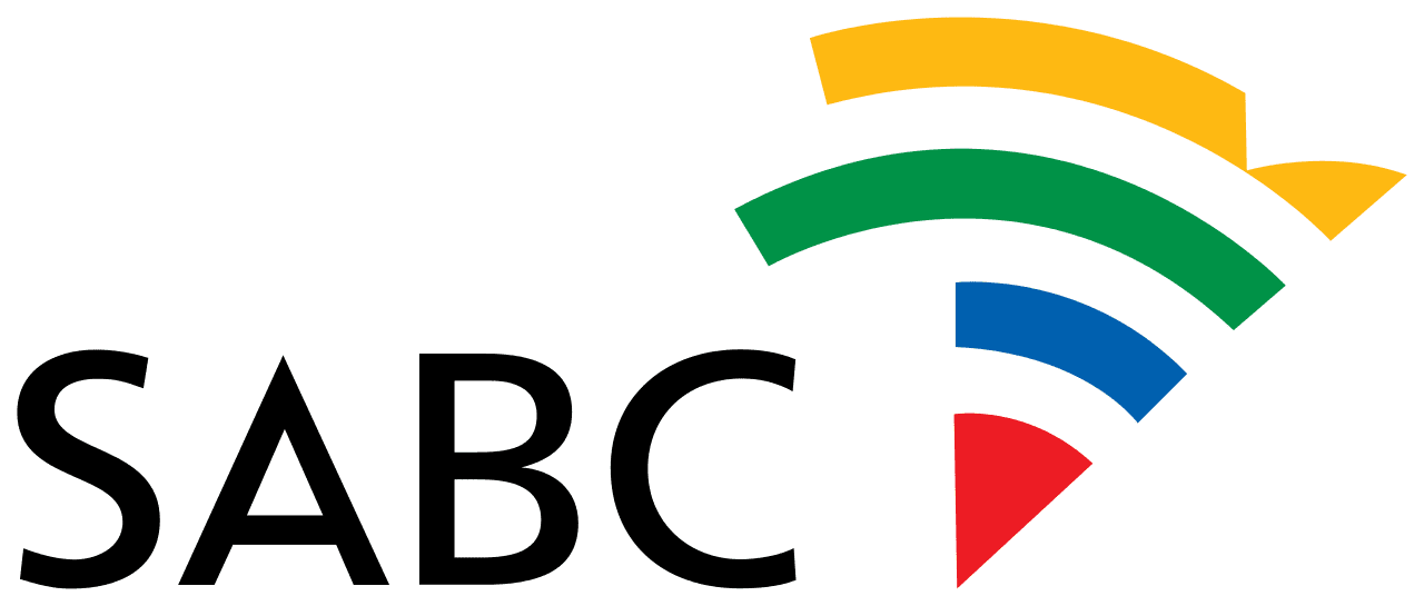 Logo of SABC, showcasing a interview with Dr Shevel