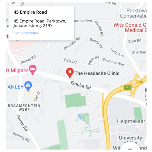Google map location of The Headache Clinic