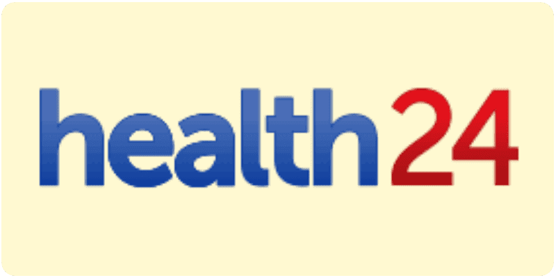 Logo of health 24, South Africa's leading health and lifestyle website that regularly publishes articles on The Headache Clinic.